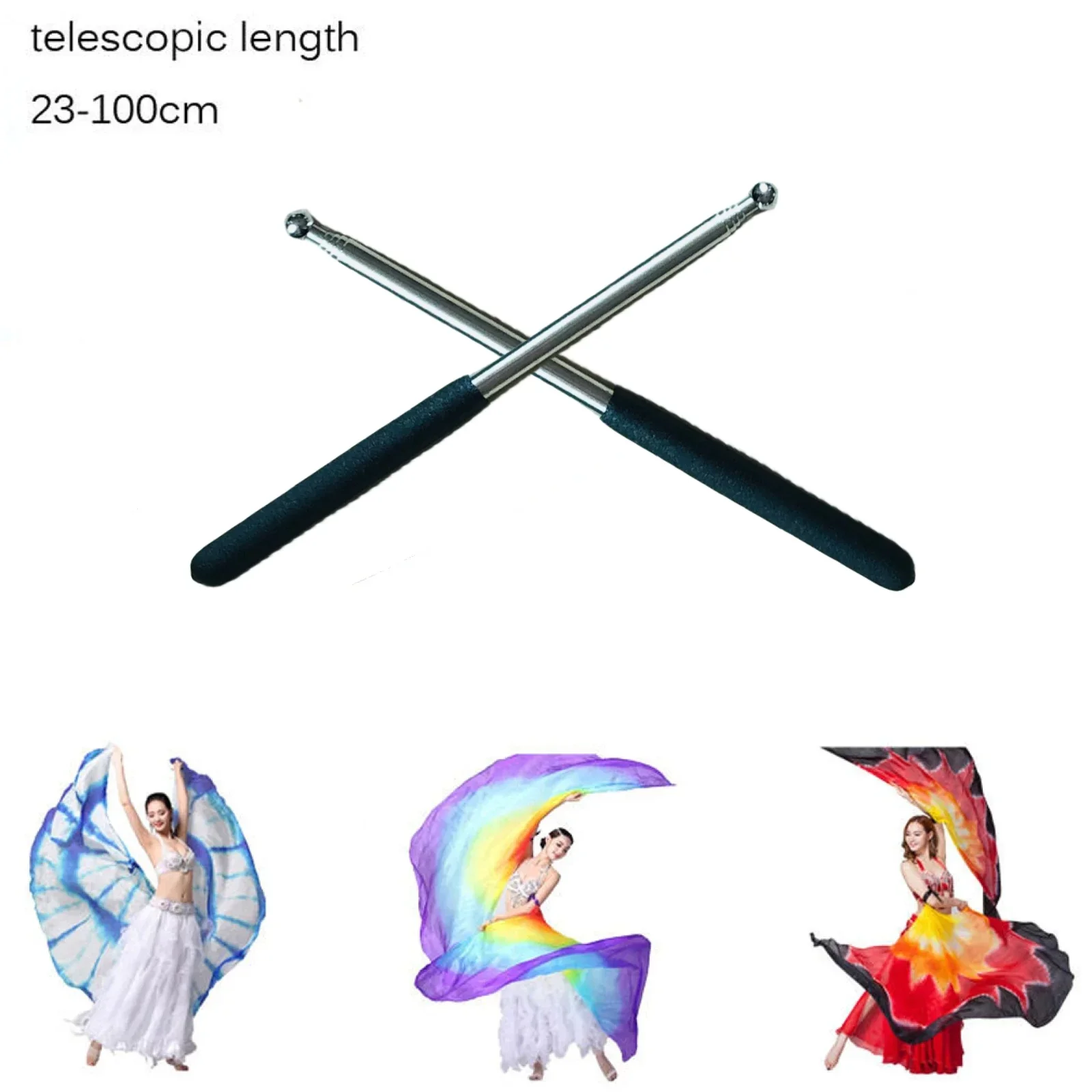 Fishing Rod Telescopic - อุปกรณ์ประกอบการเต้นหน้าท้องไม้มีปีกสำหรับเต้นรำแบบอียิปต์แท่งมีปีกทำจากเหล็กยืดหดได้