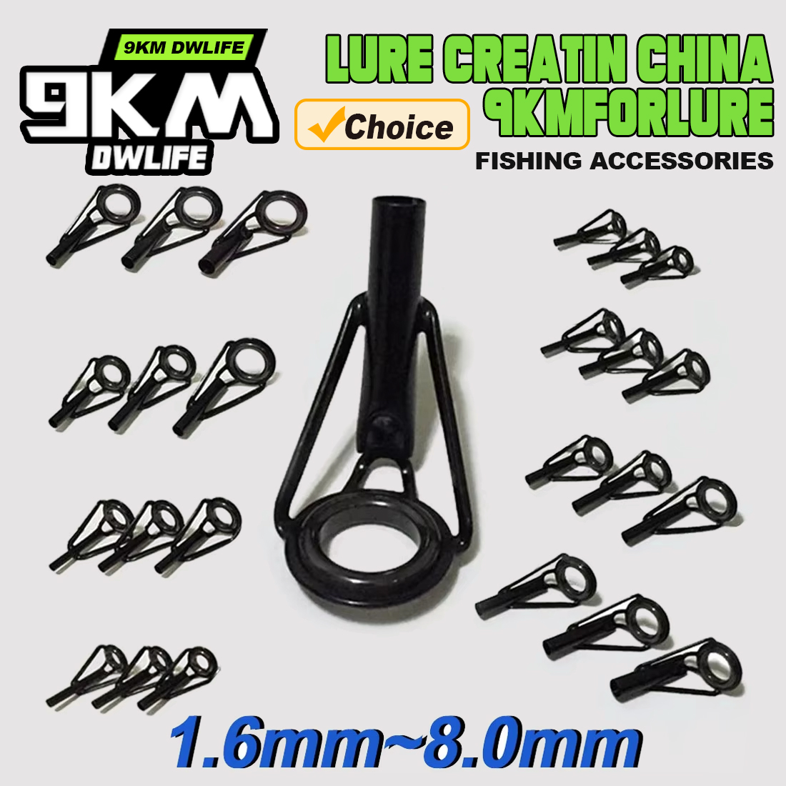 Fishing Rod Surf - 5 ชิ้นตกปลา Rod Tip Guides ชุดซ่อมกรอบสแตนเลสเซรามิคแหวนสีดํา