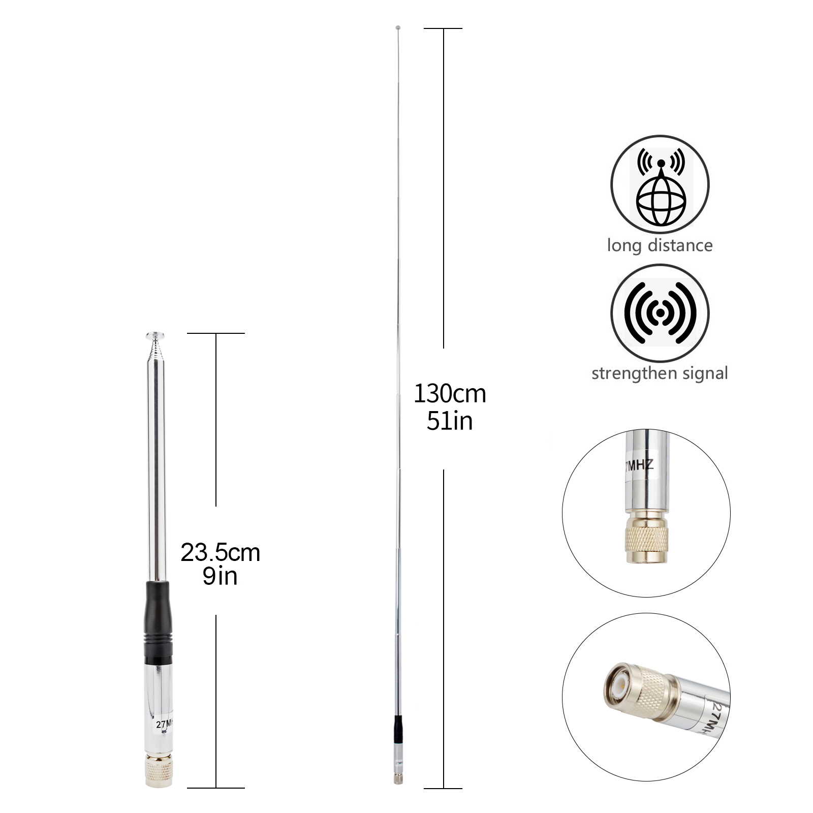 Cb เสาอากาศ 27mhz TNC สแตนเลส  - Fishing Rod Telescopic บทวิจารณ์และราคา
